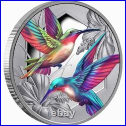 Niue 2025 Hypnotic HUMMINGBIRDS & HIBISCUS $1 1 Oz Pure Silver Prf MINTAGE 750