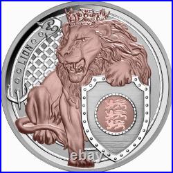 Niue 2025 LION Heraldic Beasts $1 Oz Pure Silver Proof Rose Gold MINTAGE 750