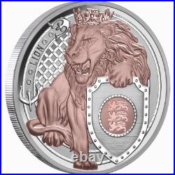 Niue 2025 LION Heraldic Beasts $1 Oz Pure Silver Proof Rose Gold MINTAGE 750