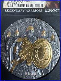 Niue 2025 Leonidas $5 2-oz High Relief Silver Antiqued &Gold Gilded NGC MS70