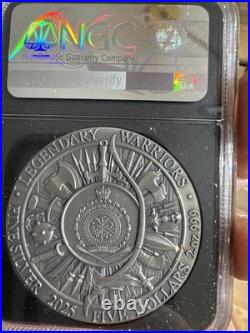 Niue 2025 Leonidas $5 2-oz High Relief Silver Antiqued &Gold Gilded NGC MS70