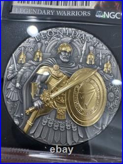 Niue 2025 Leonidas $5 2-oz High Relief Silver Antiqued &Gold Gilded NGC Ms70