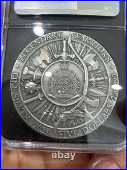 Niue 2025 Leonidas $5 2-oz High Relief Silver Antiqued &Gold Gilded NGC Ms70