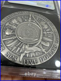 Niue 2025 Leonidas $5 2-oz High Relief Silver Antiqued &Gold Gilded NGC Ms70