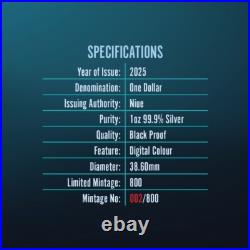 Niue 2025 RMS TITANIC Discovery 1985 40th $1 Oz Silver Black Proof-MINTAGE 800 Niue 2025 RMS TITANIC Discovery 1985 40th $1 Oz Silver Black Proof-MINTAGE 800