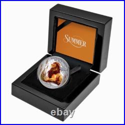 Niue 2025 SUMMER Lion on Savanna Four Seasons $1 1 Troy Oz Pure Silver Proof OGP Niue 2025 SUMMER Lion on Savanna Four Seasons $1 1 Troy Oz Pure Silver Proof OGP