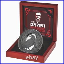 Niue 2025 THE RAVEN Edgar Allan Poe $5 2 Oz Silver Black Proof-MINTAGE ONLY 299