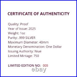 Niue 2025 WEDGE-TAILED EAGLE John Gould Birds Australia $1 Oz Silver Color OGP