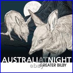 Niue 2026 GREATER BILBY & Full Moon-Australia At Night $1 Oz Silver Black Proof
