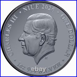 Niue 2026 GREATER BILBY & Full Moon-Australia At Night $1 Oz Silver Black Proof