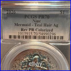 Niue 2026 Mermaid Teal Hair Ag $1 1 oz. 999 Silver Proof PCGS PR70