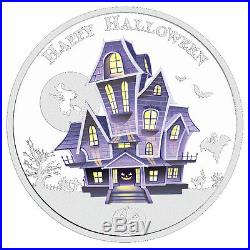 Niue 2$ 2016 Silver 999 Proof 1oz HALLOWEEN Glow-in-the-dark coin HAUNTED HOUSE