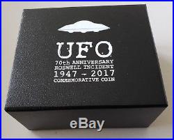 Niue 2$ 2017 Silver UFO domed glow-in-the-dark coin 70 years Roswell incident
