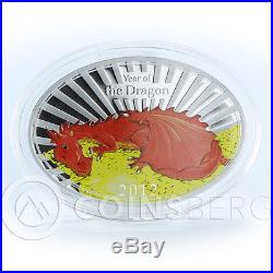 Niue 2 dollars Year of Chinese red Dragon Fortune oval silver 1 oz coin 2012
