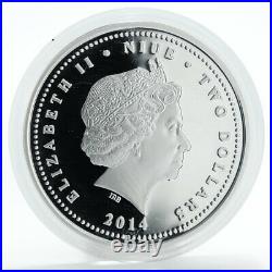 Niue 2 dollars Year of the Horse proof silver coin 2014