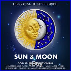 Niue 5$ 2017 Silver 2oz Ø50 SUN & MOON Second coin from Celestial Bodies series