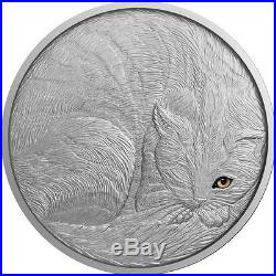 Niue $5 Dollars, 2 oz. Silver Antique Finish Coin, 2016, Mint, The Cat, QEII