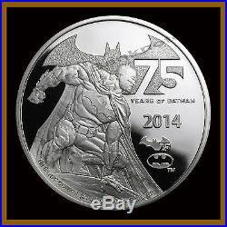 Niue $5 Dollars Silver Proof Coin, 2 oz 2014 Batman 75 Years of Anniversary