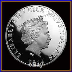 Niue $5 Dollars Silver Proof Coin, 2 oz 2014 Batman 75 Years of Anniversary