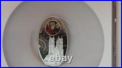 Niue Cathedral Oval Shaped Coin Westminster Abbey London 28grams. 925 NGC PF70