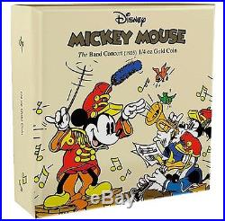 Niue Disney $25 Dollars, 1/4 oz. Fine Gold Proof Coin, 2016, Mickey Mouse Concert