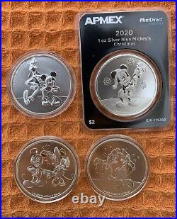 Niue Disney Mickey, Minnie, Donald, Daisy, Goofy 1 oz Fine. 999 Silver Coins
