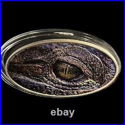 Niue Island 1 oz CROCEYE Crocodile Alligator ANIMAL SKIN $2 EYE Silver Coin 2013