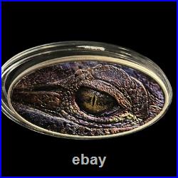 Niue Island 1 oz CROCEYE Crocodile Alligator ANIMAL SKIN $2 EYE Silver Coin 2013