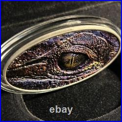 Niue Island 1 oz CROCEYE Crocodile Alligator ANIMAL SKIN $2 EYE Silver Coin 2013