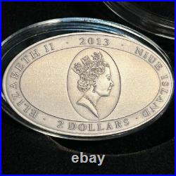 Niue Island 1 oz CROCEYE Crocodile Alligator ANIMAL SKIN $2 EYE Silver Coin 2013