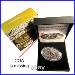 Niue Island 1 oz CROCEYE Crocodile Alligator ANIMAL SKIN $2 EYE Silver Coin 2013
