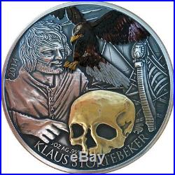Niue Island 2014 5$ Klaus Stortebeker Pirate Of The North Gilded 5oz Silver Coin