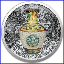 Niue Island 2016 1$ QING Dynasty VASE with real porcelain Silver Coin