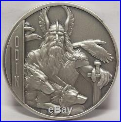 ODIN Norse Gods Series Niue $5 2 Oz Silver High Relief Antique Finish Coin JR487