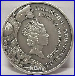 ODIN Norse Gods Series Niue $5 2 Oz Silver High Relief Antique Finish Coin JR487