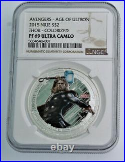 PF69 THOR Marvel Avengers Age of Ultron 2015 ULTRA CAMEO PROOF 1 oz. 999 Silver