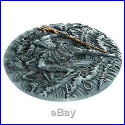 Poseidon 2018 2 Oz Ultra High Relief Silver Coin Greek God Of Oceans Niue