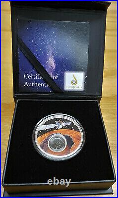 Rare 2017 Niue Mission To Mars 1 Oz Silver Proof Coin With Real Meteorite & Coa