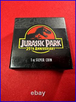 Rare 2018 NIUE Jurassic Park 25TH Anniversary 1 Oz. 999 Silver in OGP