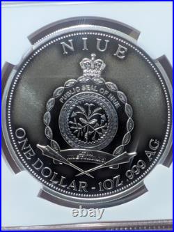 Rare 2025 Niue S$1 Samurai And Dragon Reverse PF 70 Antiqued Christmas Sale