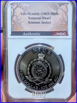 Rare 2025 Niue S$1 Samurai And Dragon Reverse PF 70 Antiqued Christmas Sale