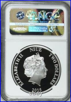 Rare NIUE 2015 ELEPHANTS $2 PR70 NGC UCAM, Silver. 999 OZ Colorized Low Mintage