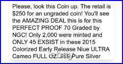 Rare NIUE 2015 ELEPHANTS $2 PR70 NGC UCAM, Silver. 999 OZ Colorized Low Mintage