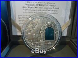 SECRETS OF LICHTENSTEIN Crystal Art Castle Schloss 2 Oz Silver Coin 2$ Niue 2012