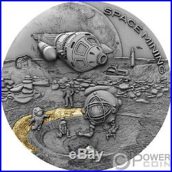 SPACE MINING II Station 1 Oz Silver Coin 1$ Niue 2019