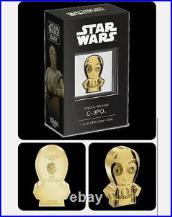 SPECIAL RELEASE 2022 NIUE C-3PO C3PO CHIBI 1oz SILVER GOLD GILDED STAR WARS DAY