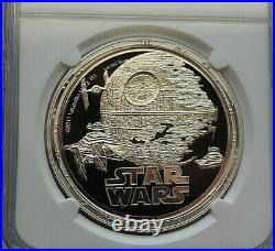 STAR WARS 2011 DEATH STAR PF70 ULTRA CAMEO SILVER $2 COIN 1oz LOW MINTAGE