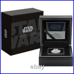 STAR WARS MILLENNIUM FALCON 2021 1 oz Pure Silver Proof Special Shaped Coin NIUE