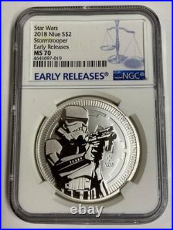 STAR WARS Stormtrooper EARLY RELEASES 2018 Niue 1 Oz. Silver MS 70 In Case