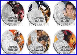 Star Wars The Force Awakens 6 Coin Set Kylo Ren, Phasma, Rey, Bb-8, Finn, Poe